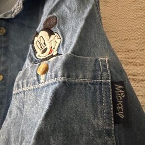 Vintage Denim Disney Button Up Sleeveless Shirt Jerry Leigh Size XL Womens 90